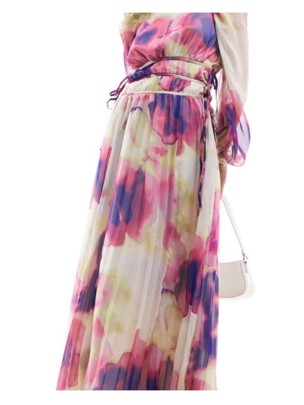 ASOS Cream Maxi Dress with Pink & Purple Watercolor Floral